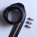 Reißverschluss & Zipper im Set – 1 Meter inkl. 3 Zipper (Kupfer/Schwarz)